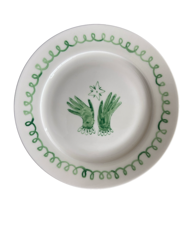 Green Hands-  star dessert plate