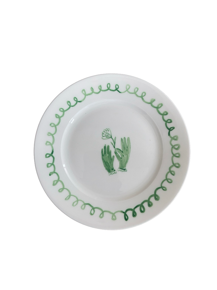 Green Hands- rose side plate