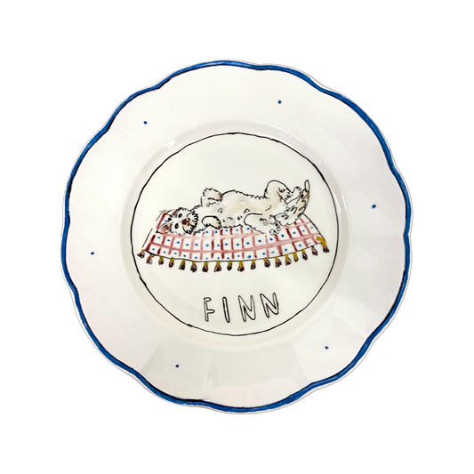 Set of 4 Scalloped Rim Bespoke Dessert Plates