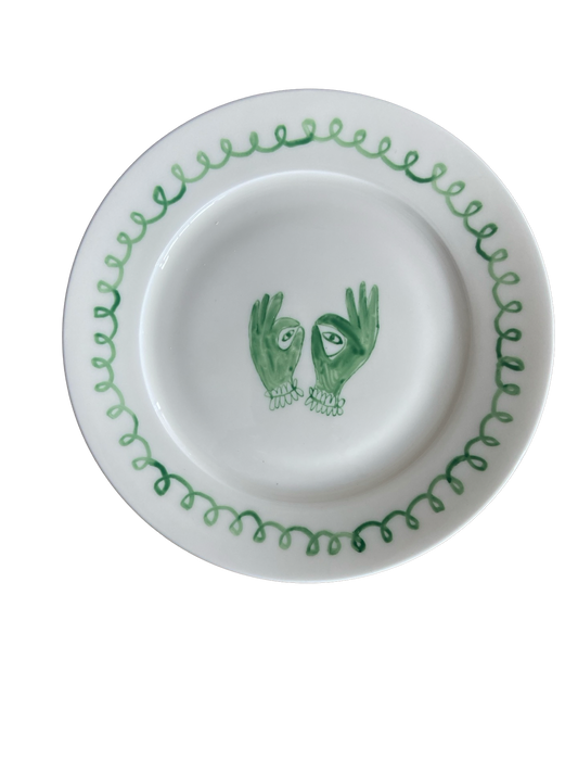 Green Hands-  peekaboo dessert plate