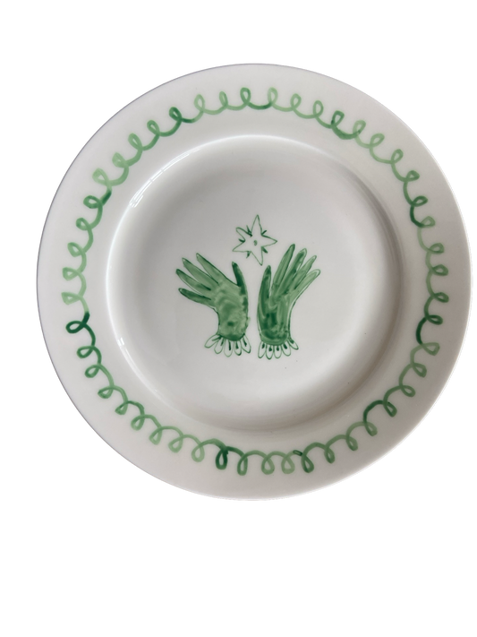 Green Hands-  star dessert plate