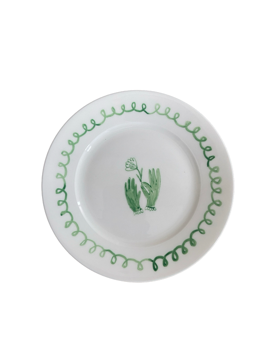 Green Hands-  rose side plate