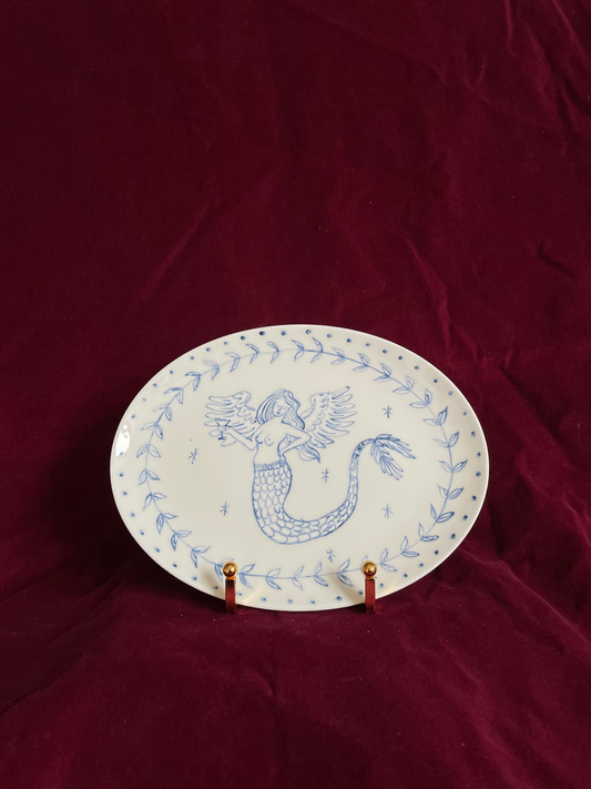 Winged Mermaid Oval Plate