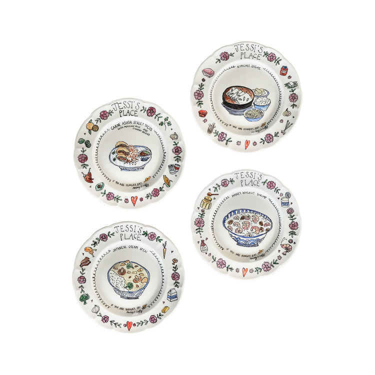 Set of 4 Scalloped Rim Bespoke Dinner Plate