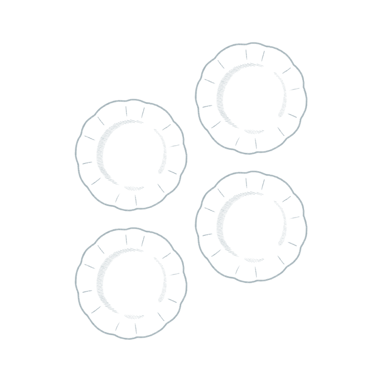 Set of 4 Scalloped Rim Bespoke Dessert Plates