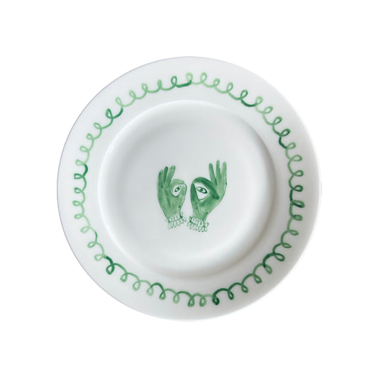 Green Hands Peekaboo Dessert Plate