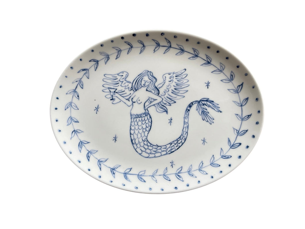 Winged Mermaid Oval Plate